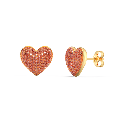 Heart Studs in Orange