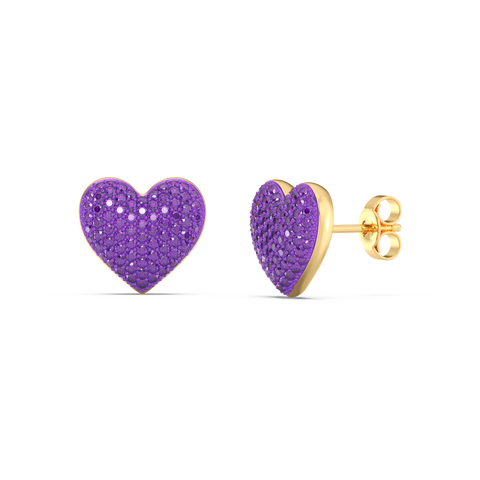 Heart Studs in Purple