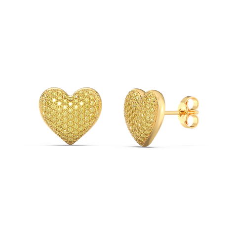 Heart Studs in Yellow