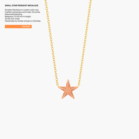 Star Pendant Necklace in Orange