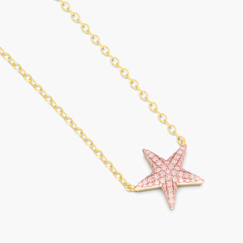 Star Pendant Necklace in Pink