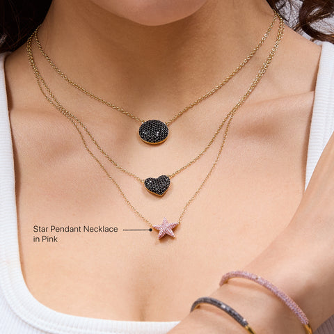 Star Pendant Necklace in Pink