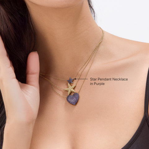 Star Pendant Necklace in Purple