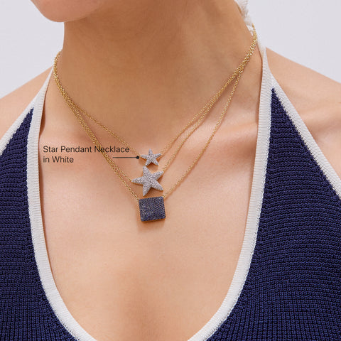 Star Pendant Necklace in White