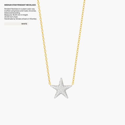 Star Pendant Necklace in White