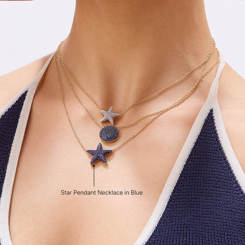 Star Pendant Necklace in Blue