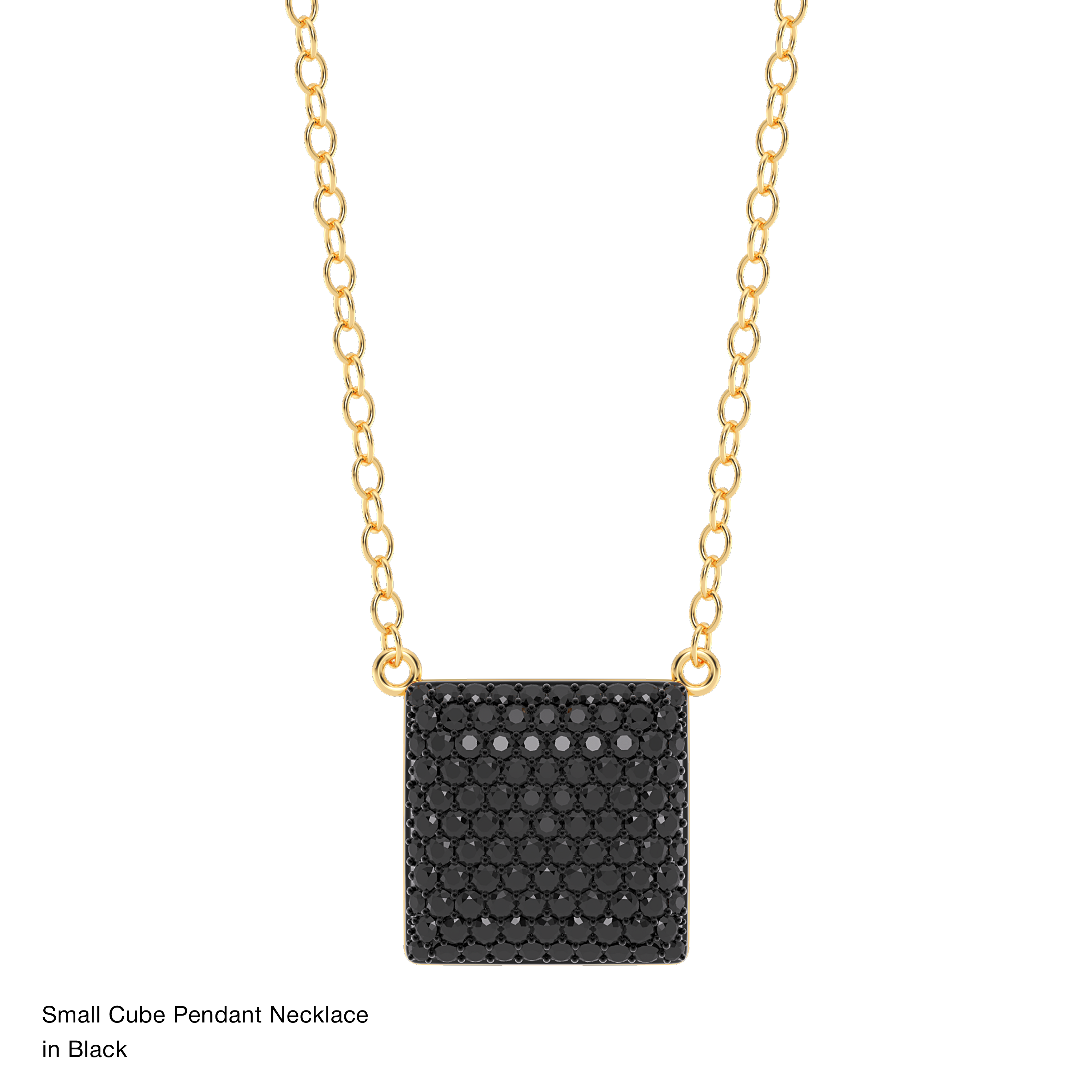 Cube Pendant Necklace in Black