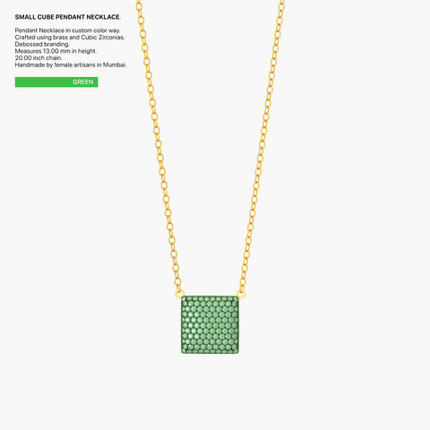Cube Pendant Necklace in Green
