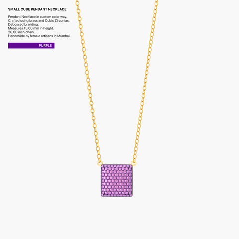 Cube Pendant Necklace in Purple