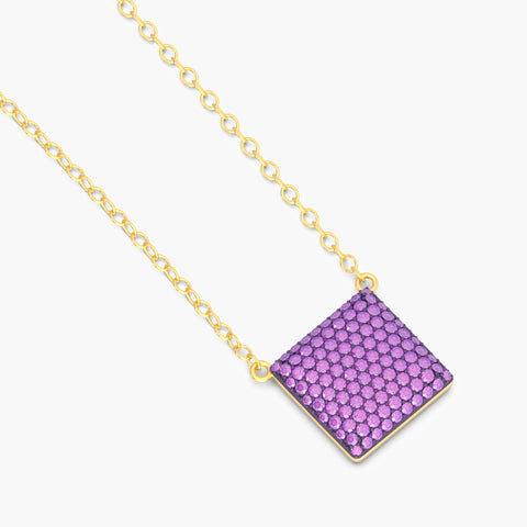 Cube Pendant Necklace in Purple