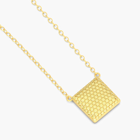 Cube Pendant Necklace in Yellow