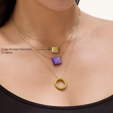Cube Pendant Necklace in Yellow