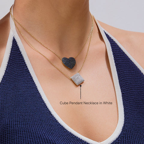 Cube Pendant Necklace in White