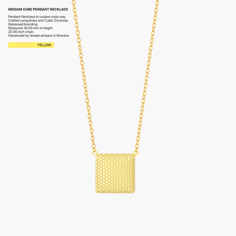 Cube Pendant Necklace in Yellow