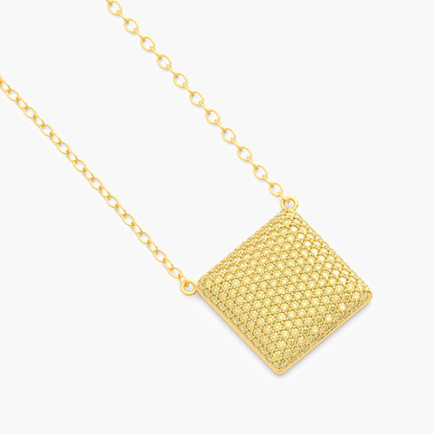 Cube Pendant Necklace in Yellow