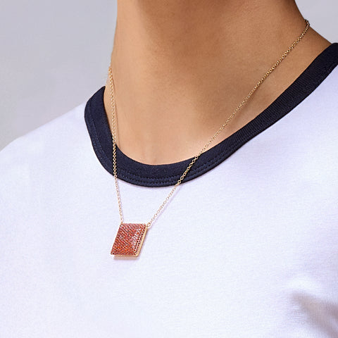Cube Pendant Necklace in Orange