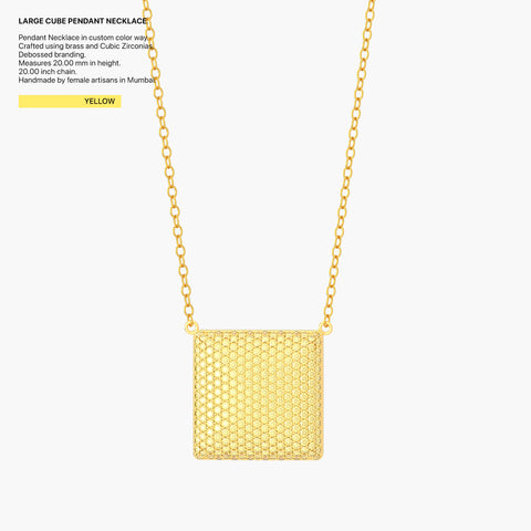 Cube Pendant Necklace in Yellow