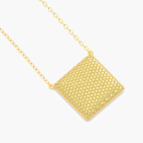 Cube Pendant Necklace in Yellow