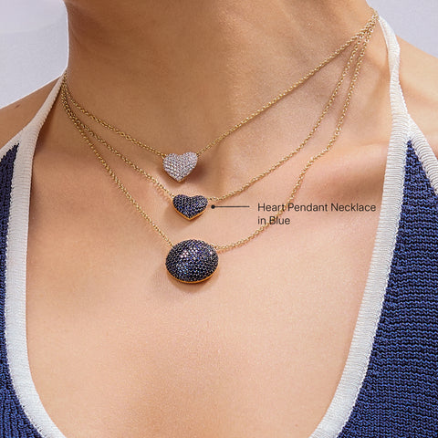Heart Pendant Necklace in Blue