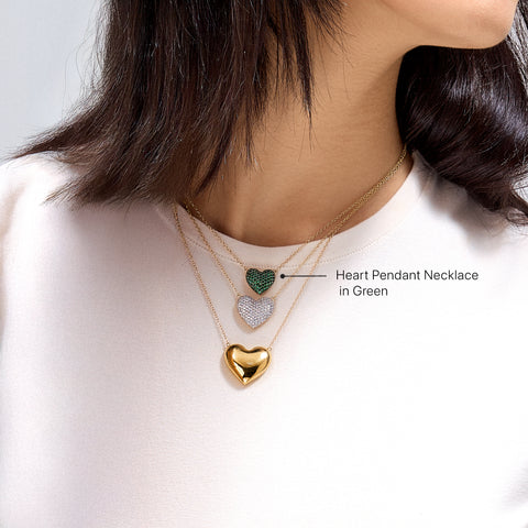 Heart Pendant Necklace in Green