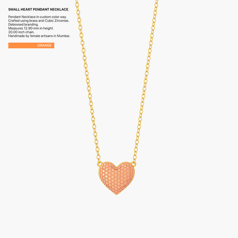 Heart Pendant Necklace in Orange