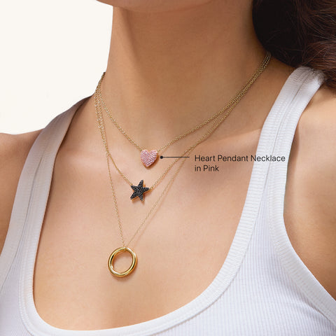 Heart Pendant Necklace in Pink