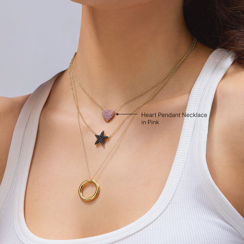Heart Pendant Necklace in Pink