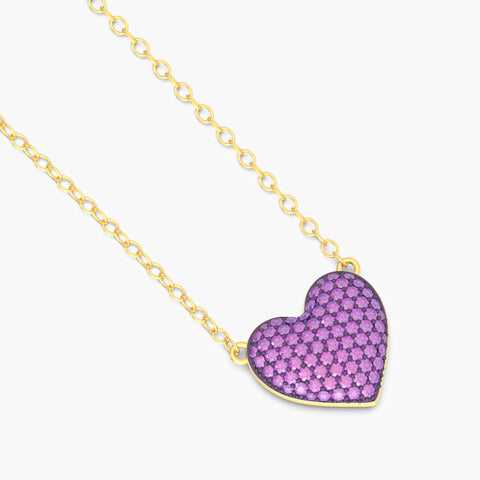 Heart Pendant Necklace in Purple