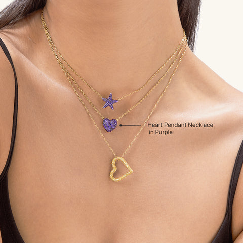 Heart Pendant Necklace in Purple
