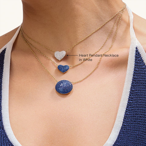 Heart Pendant Necklace in White