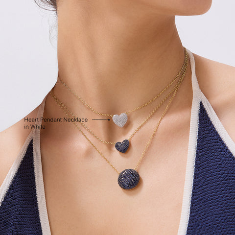 Heart Pendant Necklace in White