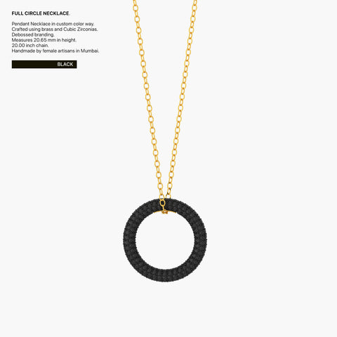 Full Circle Pendant Necklace in Black