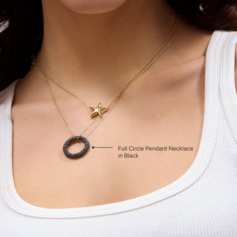 Full Circle Pendant Necklace in Black