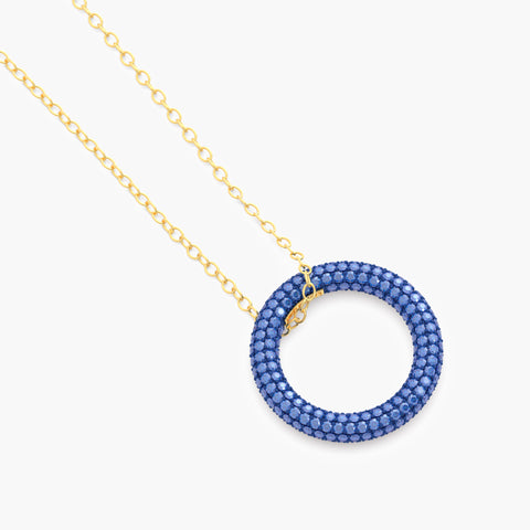 Full Circle Pendant Necklace in Blue