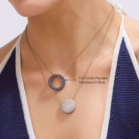 Full Circle Pendant Necklace in Blue