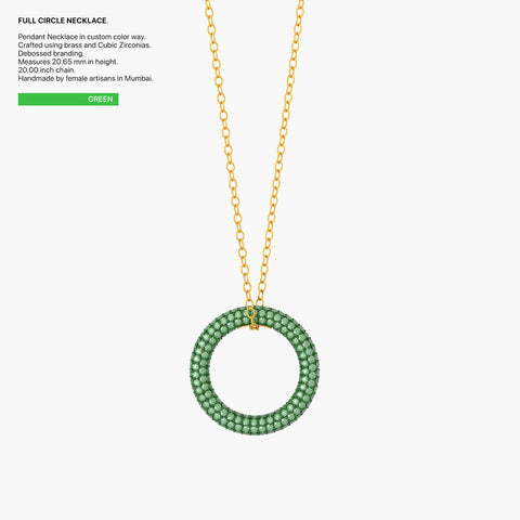 Full Circle Pendant Necklace in Green