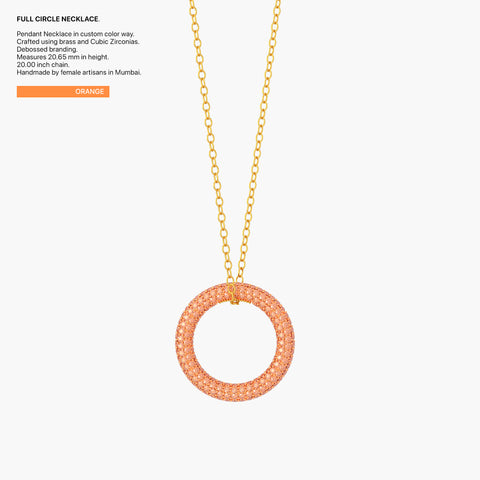 Full Circle Pendant Necklace in Orange