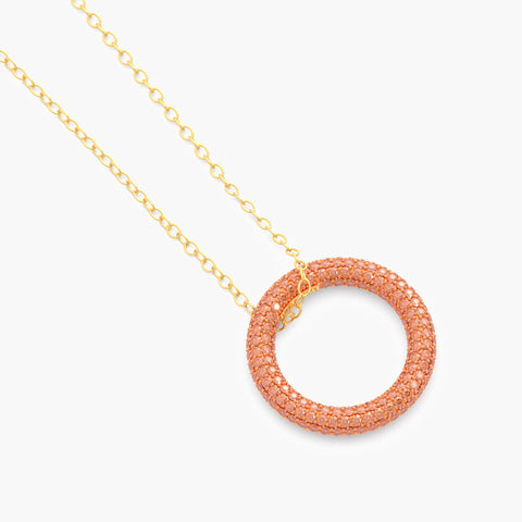 Full Circle Pendant Necklace in Orange