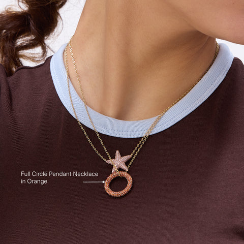Full Circle Pendant Necklace in Orange