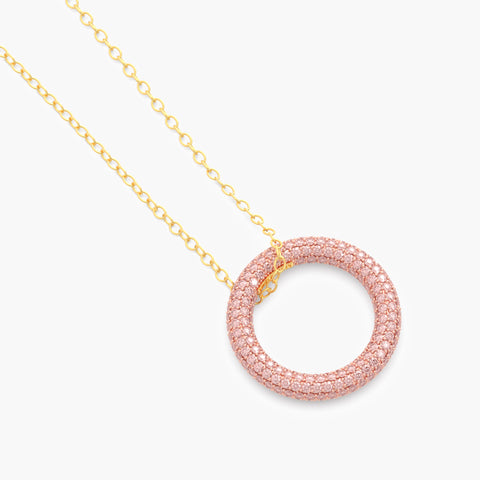 Full Circle Pendant Necklace in Pink