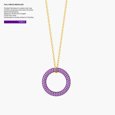 Full Circle Pendant Necklace in Purple
