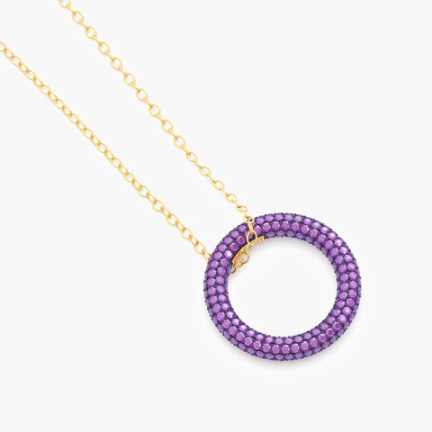 Full Circle Pendant Necklace in Purple