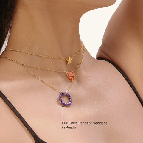 Full Circle Pendant Necklace in Purple