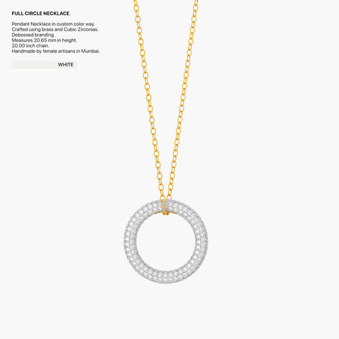 Full Circle Pendant Necklace in White