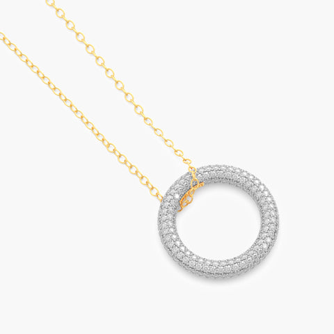 Full Circle Pendant Necklace in White