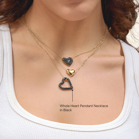 Whole Heart Pendant Necklace in Black