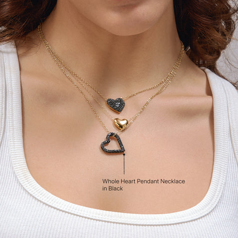 Whole Heart Pendant Necklace in Black