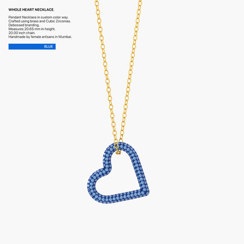 Whole Heart Pendant Necklace in Blue