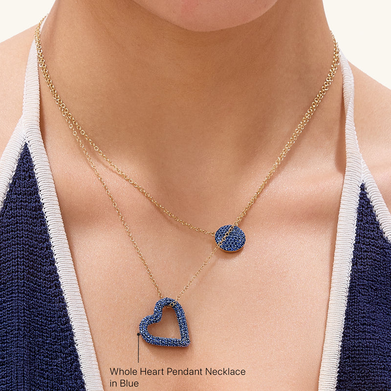 Whole Heart Pendant Necklace in Blue