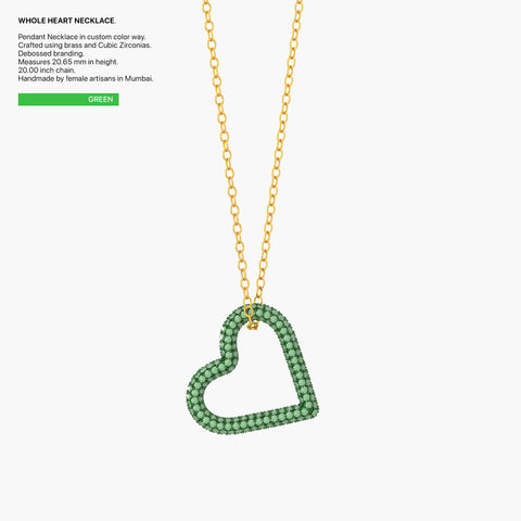 Whole Heart Pendant Necklace in Green